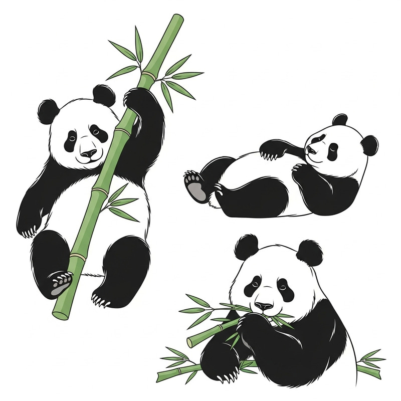Cute Panda Vector Art: Three Adorable Poses in Vectors Cute Panda Vector Art: Three Adorable Poses in Vectors