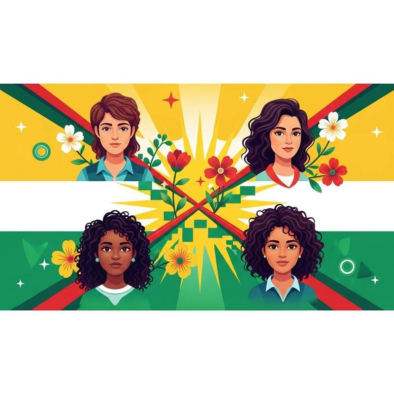 Vibrant Floral Flag Design Embodying Alevism, Kurdistan, and Diversity