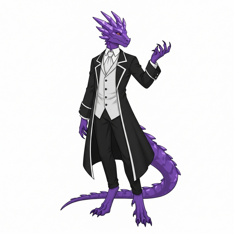 Purple Crystal Dragonborn Aristocrat Mage Graviturgist in Elegant Attire Purple Crystal Dragonborn Aristocrat Mage Graviturgist in Elegant Attire