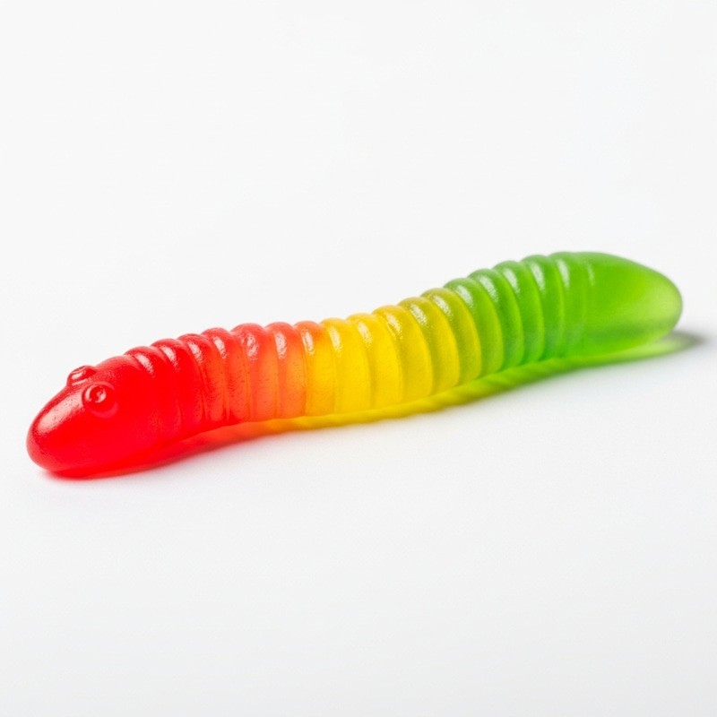 Vibrant Gummy Worm Candy on White Background Vibrant Gummy Worm Candy on White Background