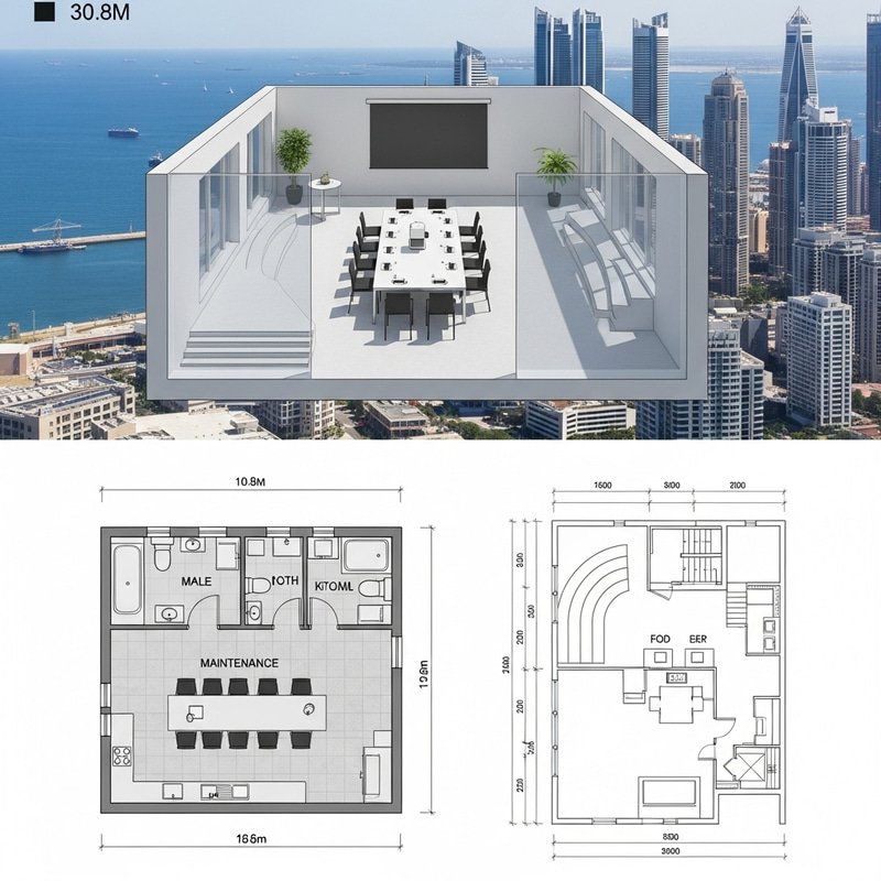 Exclusive Conference Room Design with Ocean and Skyscraper Views