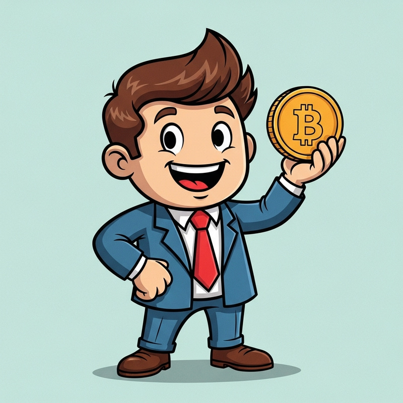 Enthusiastic Crypto Character | Trust & Positivity Illustration Enthusiastic Crypto Character | Trust & Positivity Illustration