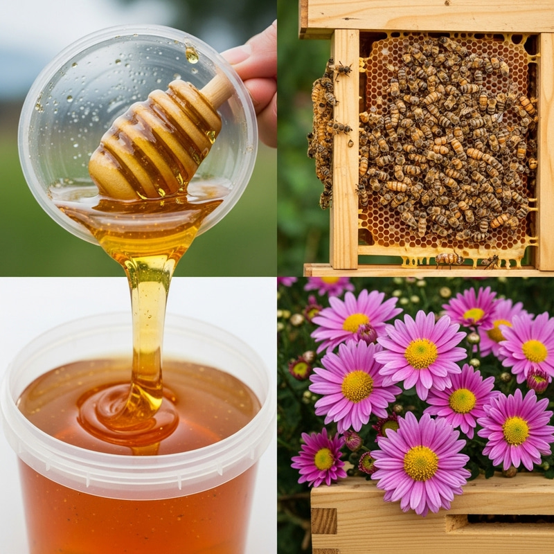 Honey Flowing in Beehives with Chrysanthemums | Natural Freshness