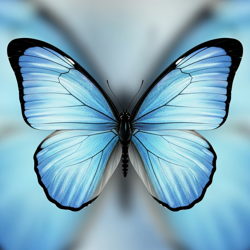 Nacreous Butterfly in Light Blue Tones - Beautiful Illustration