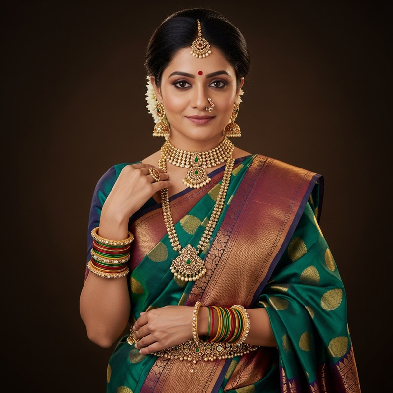 Traditional Indian Saree: Elegant Woman in Saree & Jewelry