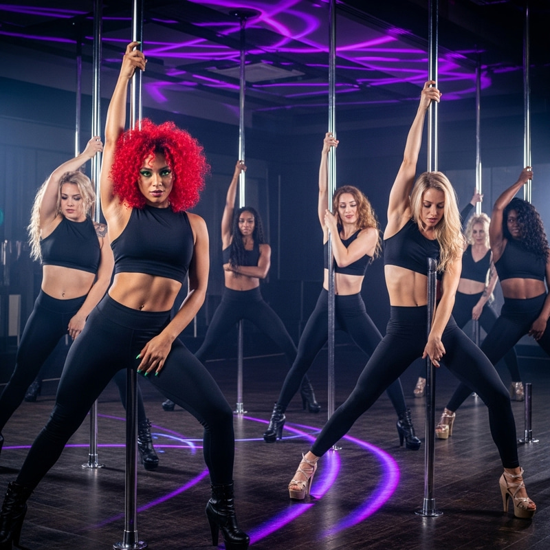 Captivating Dancers on Dance Pole - Energetic Performance Captivating Dancers on Dance Pole - Energetic Performance