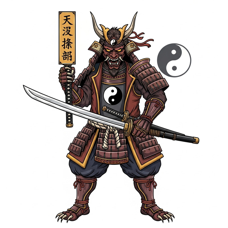 Formidable Oni Samurai Embracing Yin and Yang Formidable Oni Samurai Embracing Yin and Yang