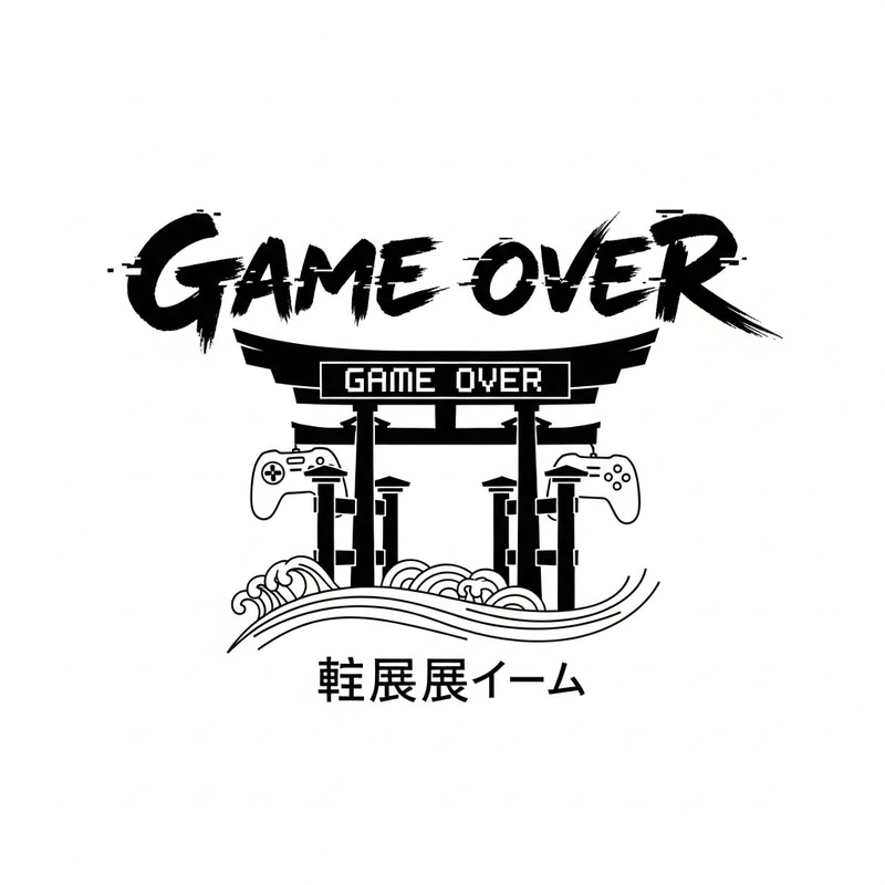 Stylish Japanese Logo Design for 'Game Over' Team