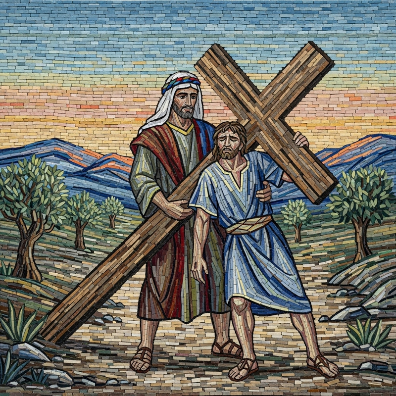 Striking Geometric Mosaic of Compassionate Assistance Striking Geometric Mosaic of Compassionate Assistance