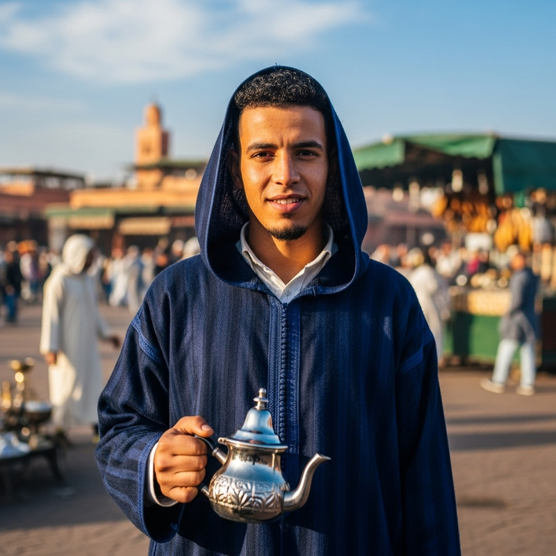 Young Moroccan Man in Traditional Jalaba - Stock Photo Young Moroccan Man in Traditional Jalaba - Stock Photo