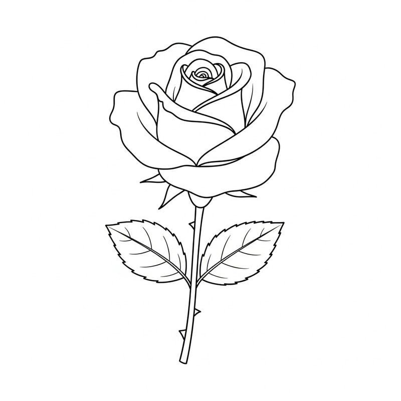 Simple Rose Coloring Page for Kids | Easy & Elegant Design Simple Rose Coloring Page for Kids | Easy & Elegant Design