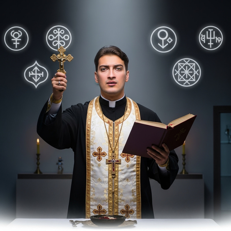 Man Performing Exorcism Ritual | Mystical Ceremony Man Performing Exorcism Ritual | Mystical Ceremony