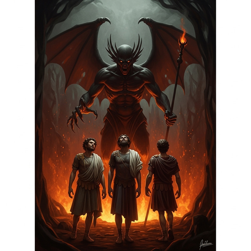 Lucifer Punishes Judas, Cassius, and Brutus in Hell Lucifer Punishes Judas, Cassius, and Brutus in Hell