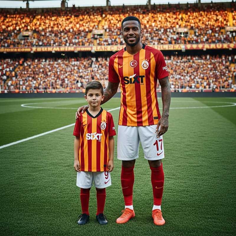Galatasaray Football Field - Mauro Icardi with Young Fan in Uniforms
