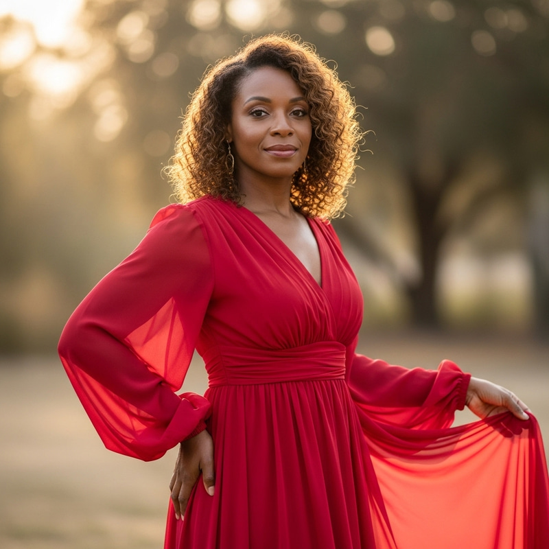 Confident Black Woman in Red Dress | Beautiful Portrait Confident Black Woman in Red Dress | Beautiful Portrait