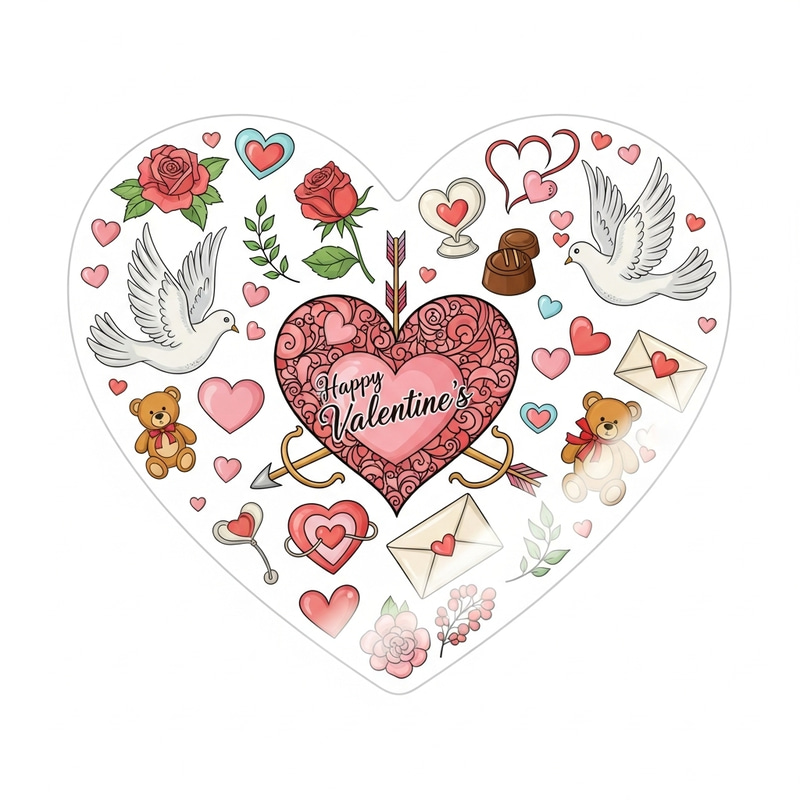 Cute Valentine Sticker with Hearts and Cupid's Arrows Cute Valentine Sticker with Hearts and Cupid's Arrows