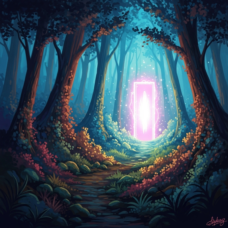 Ethereal Mystical Forest Scene | Glowing Portal & Hidden Pathway Ethereal Mystical Forest Scene | Glowing Portal & Hidden Pathway
