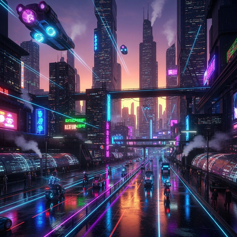 Neon Cyberpunk Cityscape at Dusk | Futuristic Streets Canon EOS R5 Neon Cyberpunk Cityscape at Dusk | Futuristic Streets Canon EOS R5
