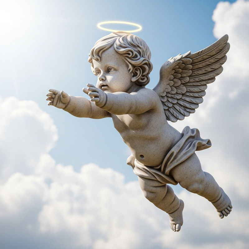 Baby Angel Flying in Statue Style Baby Angel Flying in Statue Style