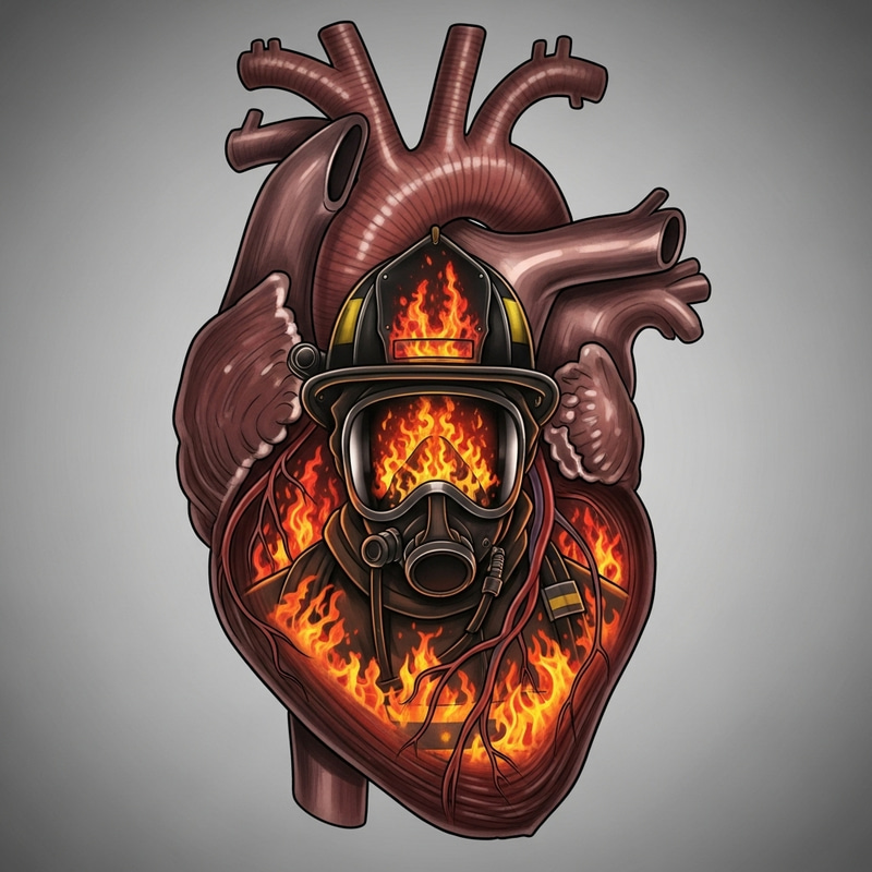 Firefighter Heart Muscle Tattoo Design