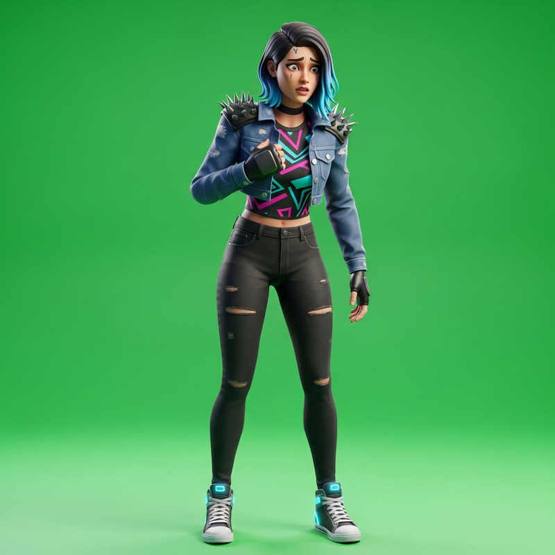 Stylish Girl Character Afraid of Heights in Roblox Green Background Stylish Girl Character Afraid of Heights in Roblox Green Background