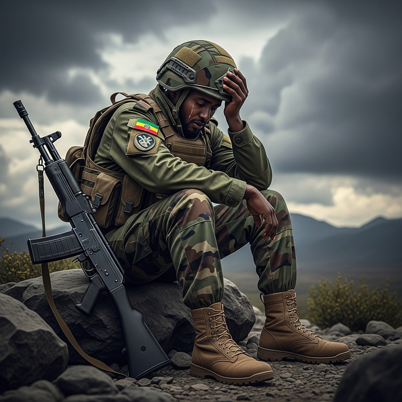 Ethiopian Soldier's Despair Amidst Conflict Ethiopian Soldier's Despair Amidst Conflict