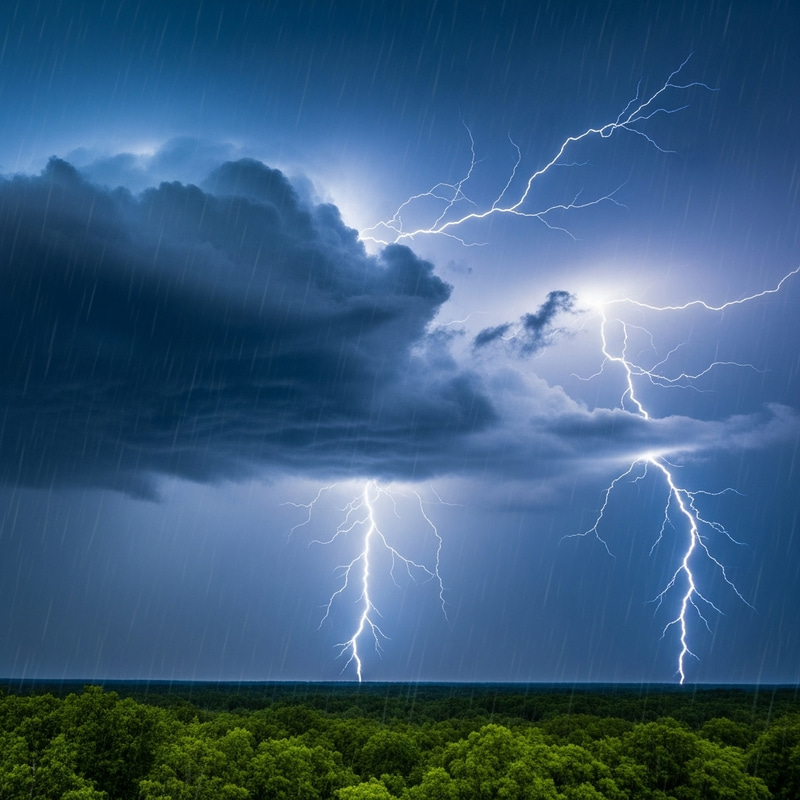 Intense Thunderstorm: Dark Ominous Clouds & Brilliant Lightning - Experience the Power of Nature