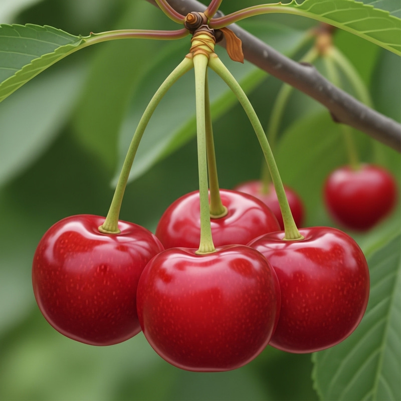 Detailed Cherry Fruits Illustration | Vibrant Close-Up View Detailed Cherry Fruits Illustration | Vibrant Close-Up View