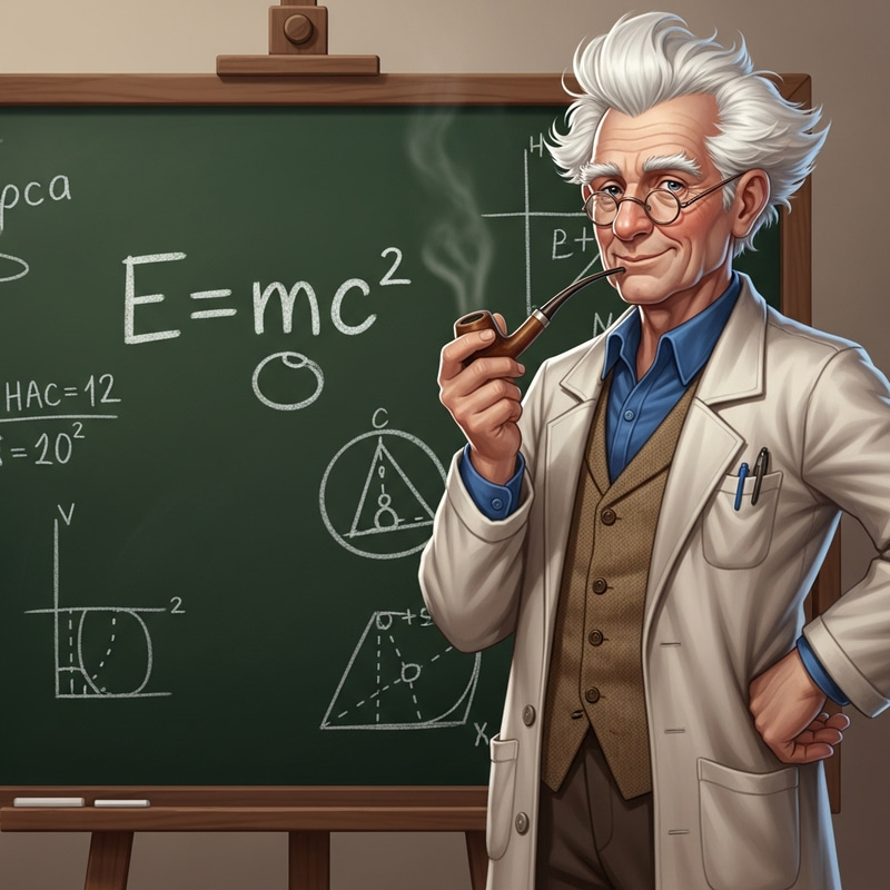 Einstein with White Hair and Pipe | Iconic Equation 'E=mc2' Einstein with White Hair and Pipe | Iconic Equation 'E=mc2'