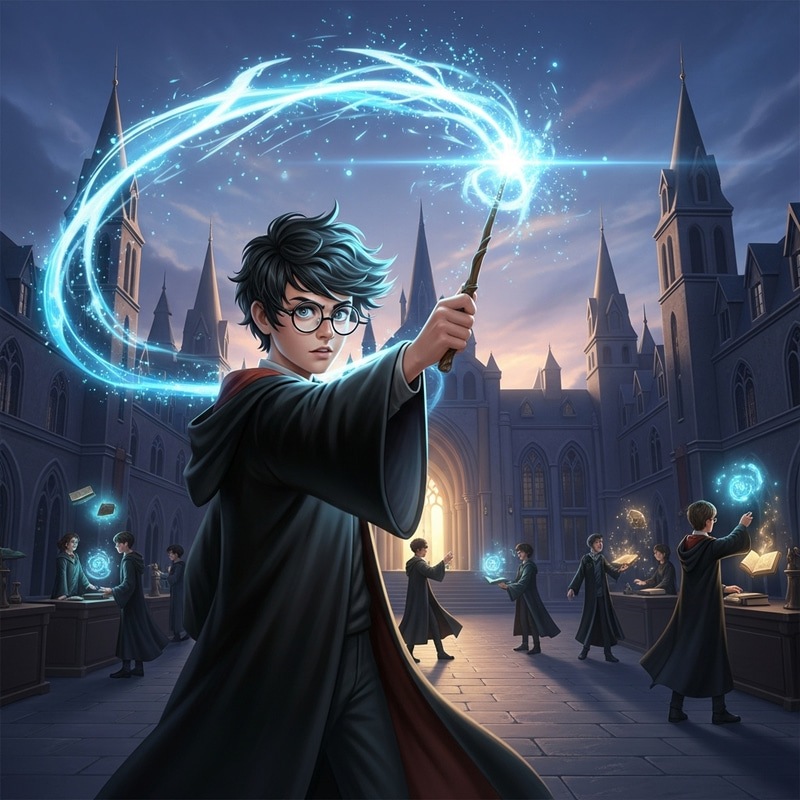 Young Wizard Casting Magical Spell | Harry Potter Scene Young Wizard Casting Magical Spell | Harry Potter Scene
