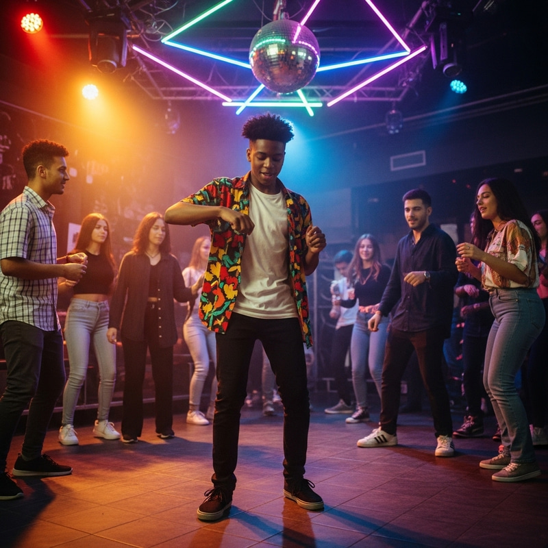 Energetic Boy Dancing in Club