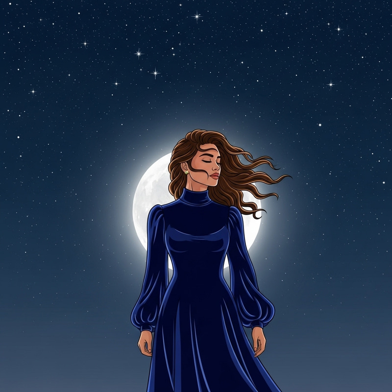 Tranquil Night Portrait: Enchanting South Asian Woman Under Starlit Sky Tranquil Night Portrait: Enchanting South Asian Woman Under Starlit Sky