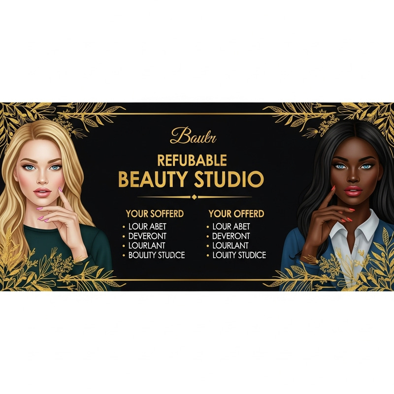 Stunning Beauty Studio Banner | Elegant Women in Golden Accents Stunning Beauty Studio Banner | Elegant Women in Golden Accents