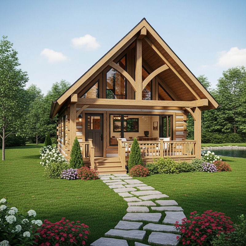 Cozy Timber Frame House with Tranquil Pond View