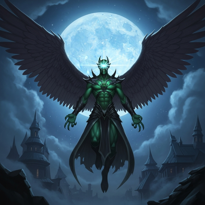 Mystical Non-Human Villain with Expansive Wings Mystical Non-Human Villain with Expansive Wings