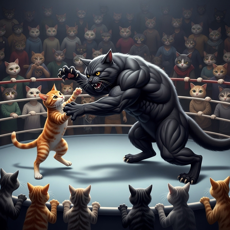Small Cat vs Bodybuilder Cat: Epic Ring Battle Small Cat vs Bodybuilder Cat: Epic Ring Battle