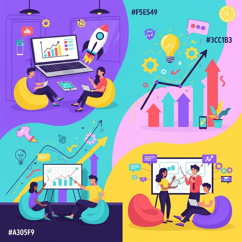 Vibrant Youthful Business Illustration for Engaging Websites
