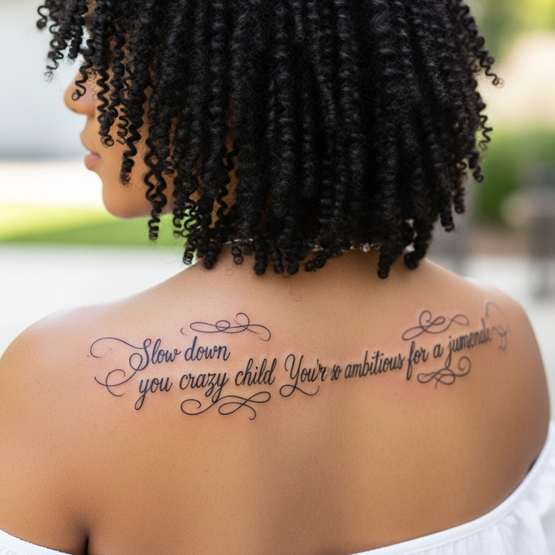 Inspirational Tattoo: Slow Down You Crazy Child