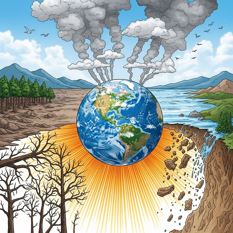 Climate Change Effects Illustration - Visualizing Environmental Impacts Climate Change Effects Illustration - Visualizing Environmental Impacts