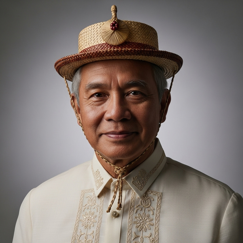 Traditional Filipino Man with Salakot