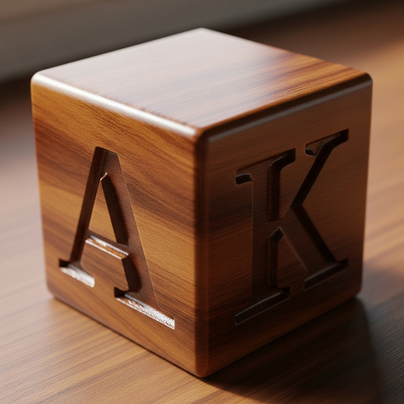 Custom Wooden Cube with 'A' and 'K' Letters Custom Wooden Cube with 'A' and 'K' Letters