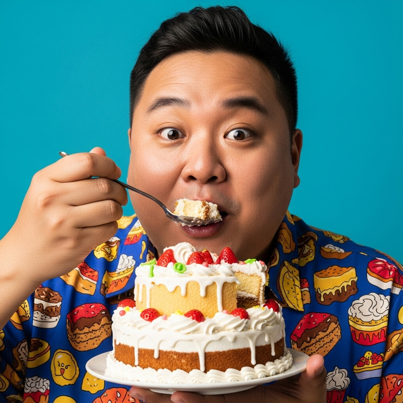Indulging Fat Man Eating Cake | Amusing Moment Indulging Fat Man Eating Cake | Amusing Moment