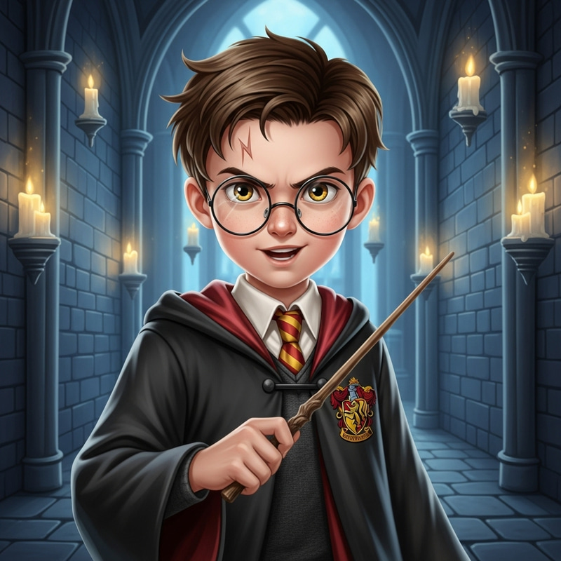Harry Potter - The Boy Who Lived and His Magical Wand Illustration Harry Potter - The Boy Who Lived and His Magical Wand Illustration