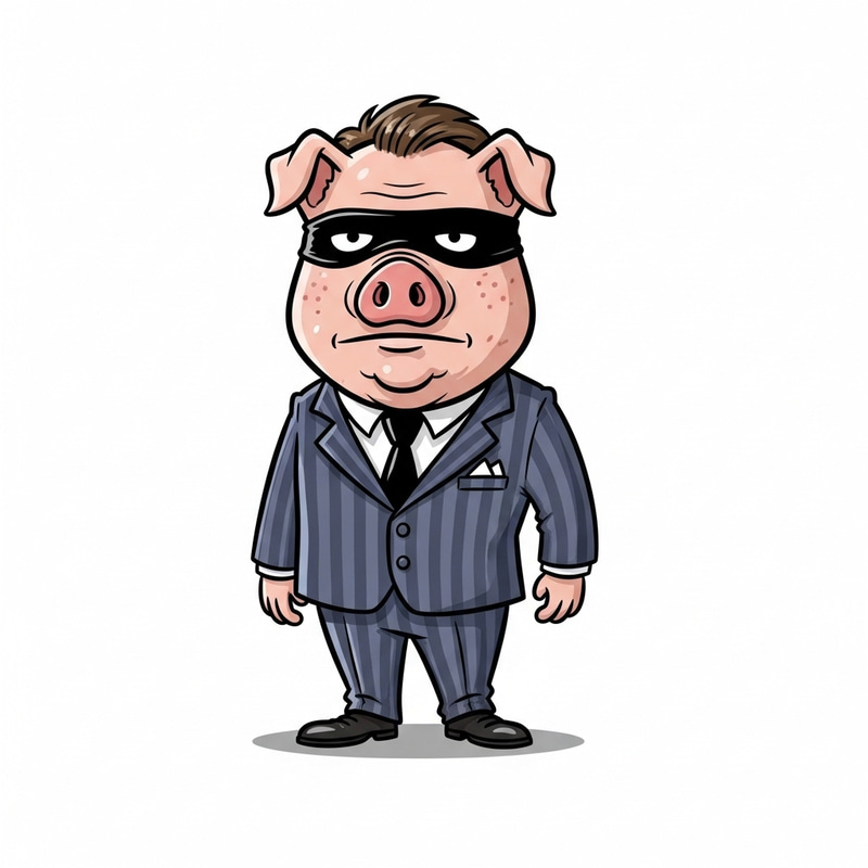 Pig-faced Thief Cartoon | Original Comedy Illustration