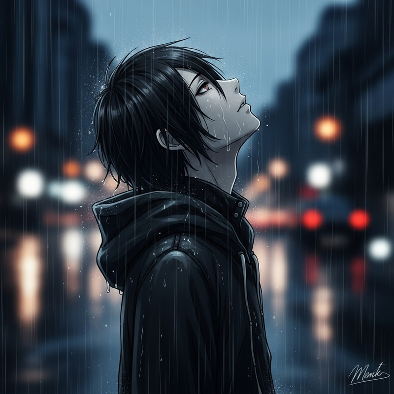 Emo Anime Girl in Rain | Dreams Under the Sky Emo Anime Girl in Rain | Dreams Under the Sky