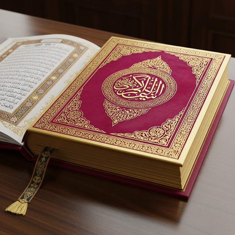 Golden Edged Quran Book with Arabic Calligraphy Golden Edged Quran Book with Arabic Calligraphy