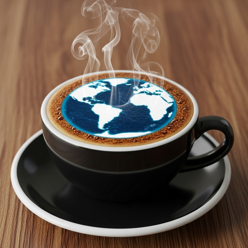 Earthy Latte Art: Coffee with Earth-Like Latte Art