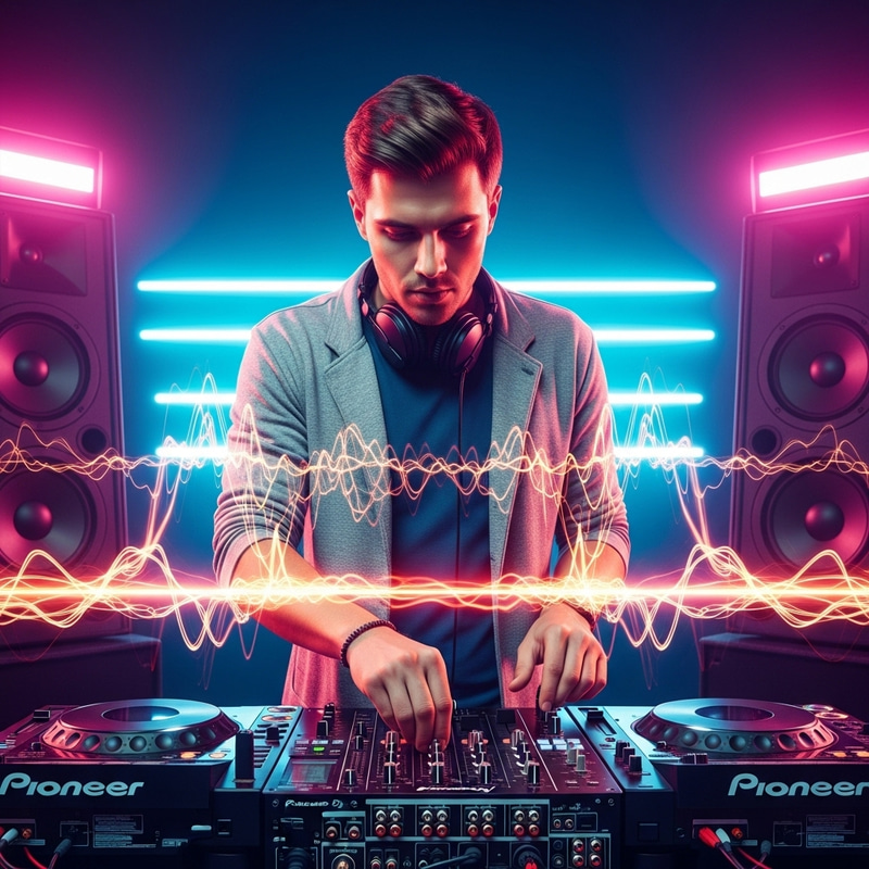 Vibrant Techo DJ in High Energy Club Scene
