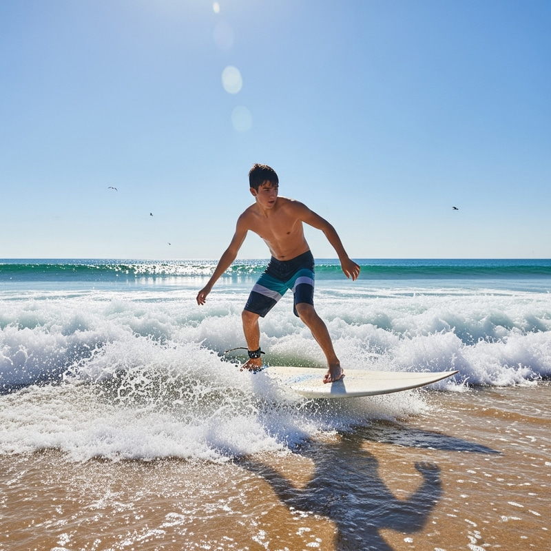 Shirtless Teen Surfer on Beach Shirtless Teen Surfer on Beach