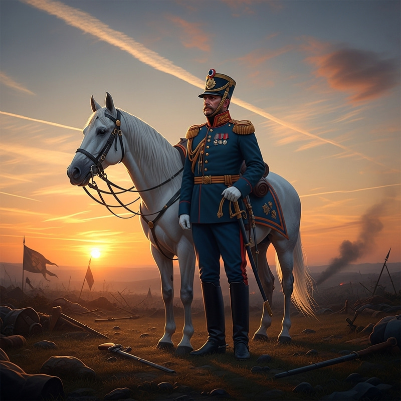 Historic General on Battlefield - Leadership in Focus Historic General on Battlefield - Leadership in Focus